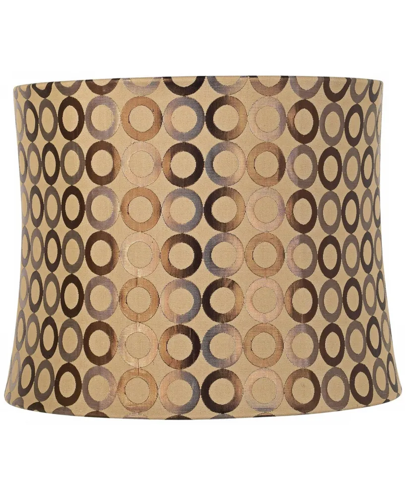 Copper Circles Medium Drum Lamp Shade 13" Top x 14" Bottom x 11" High (Spider) Replacement with Harp and Finial - Spring crest