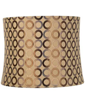 Copper Circles Medium Drum Lamp Shade 13" Top x 14" Bottom x 11" High (Spider) Replacement with Harp and Finial - Spring crest
