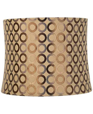 Copper Circles Medium Drum Lamp Shade 13" Top x 14" Bottom x 11" High (Spider) Replacement with Harp and Finial - Springcrest