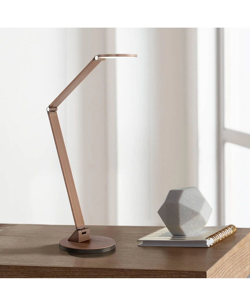 Magnum Modern Minimalist Desk Table Lamp Led Adjustable Arm Head 36" Tall French Bronze Brown Metal Decor for Living Room Bedroom House Bedside Nights