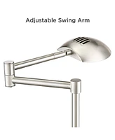 Eliptik Modern Desk Table Lamp 24 1/2" High Satin Nickel Metal Led Swing Arm Adjustable Height Decor for Bedroom Living Nightstand Bedside Office Kids