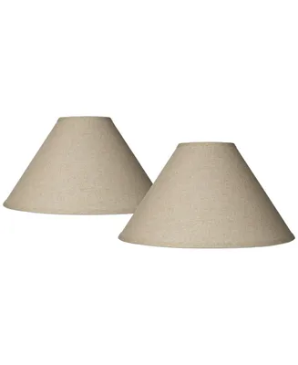 Set of 2 Empire Lamp Shades Fine Burlap Beige Large 6" Top x 19" Bottom x 12" High Spider with Replacement Harp and Finial Fitting - Spring crest