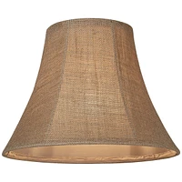 Set of 2 Bell Lamp Shades Natural Burlap Medium 7" Top x 14" Bottom x 10.5" High Spider with Replacement Harp and Finial Fitting - Springcrest