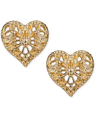 Patricia Nash Gold-Tone Filigree Heart Stud Earrings