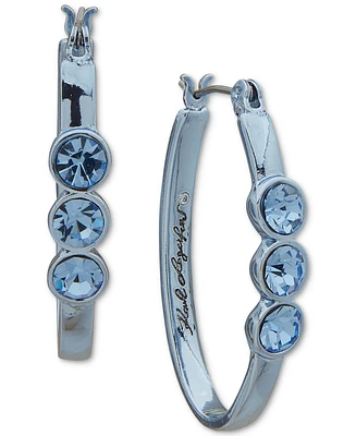 Karl Lagerfeld Paris Blue-Tone Crystal Oval Hoop Earrings