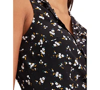 Tommy Jeans Women's Floral-Print Cropped Ruffled Top