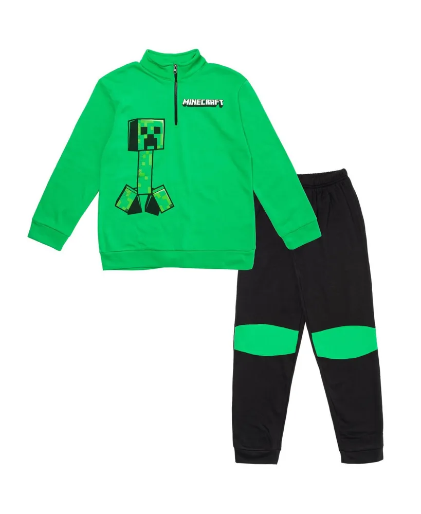 Mine craft Creeper Fleece Half Zip Sweatshirt & Pants Toddler| Child Boys