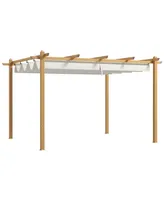 Outsunny 10'x12' Retractable Pergola with Wood Grain Aluminum Frame