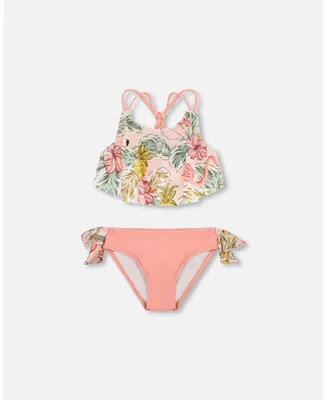 Girl Two Piece Swimsuit Printed Flamingo - Toddler Child