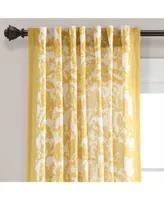 Emma Textured Jacobean Window Curtain Panels Yellow Single 52X84