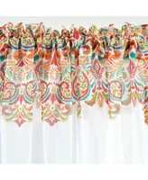 Clara Sheer Window Curtain Panels Turquoise/Tangerine 38X84+2 Set