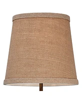 Bird Modern Rustic Farmhouse Accent Table Lamp 15 1/2" High Sculptural Crackle Bronze Brown Natural Burlap Hardback Drum Shade for Bedroom House Bedsi