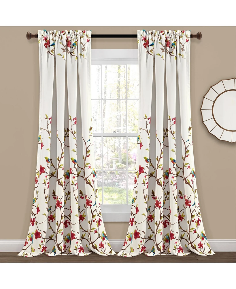 Neela Birds Light Filtering Window Curtain Panels