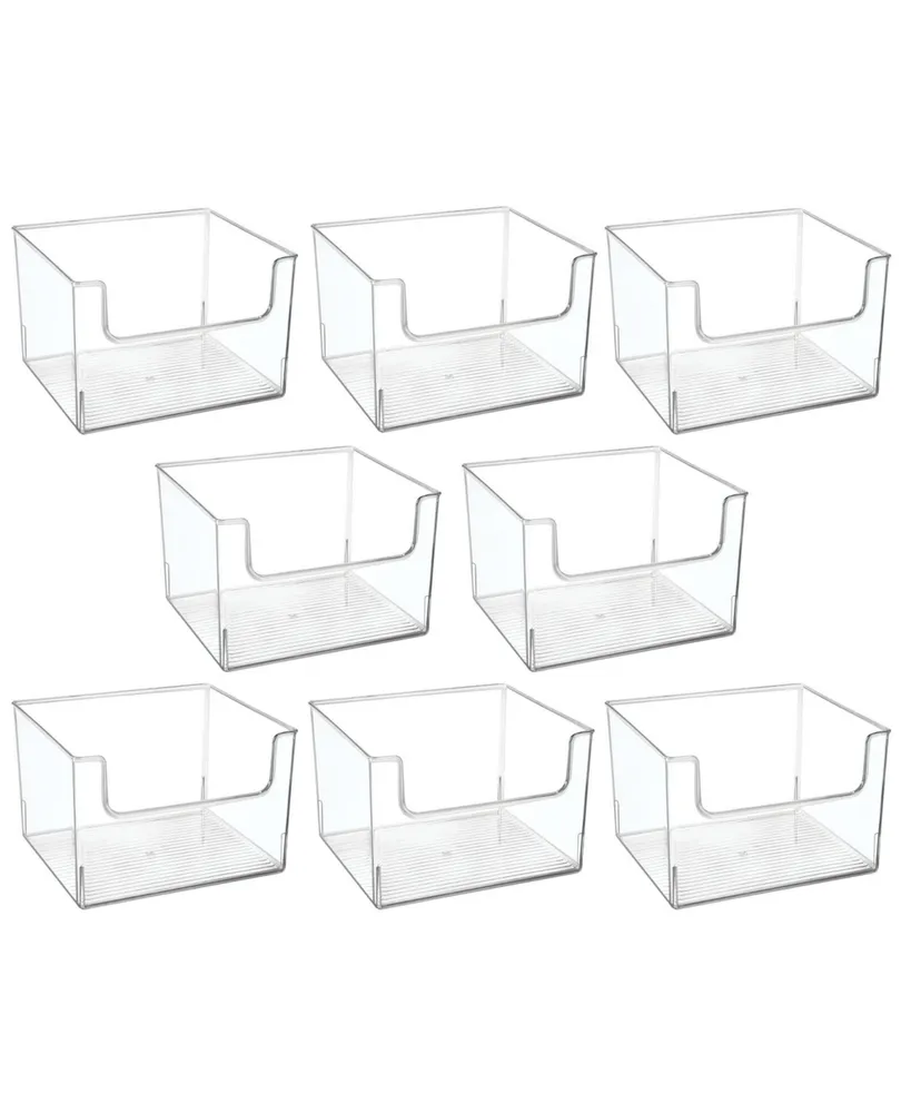 mDesign Office Plastic Storage Organizer Bin with Open Dip Front, 8 Pack, Clear