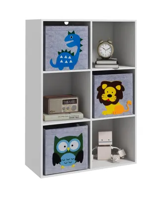 Qaba Children's Toy Storage with 3 Storage Bins & Cute Animal Design, White