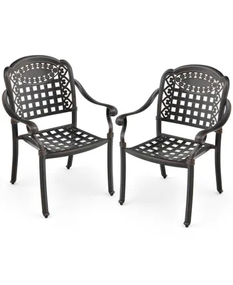Sugift Cast Aluminum Patio Chairs Set of 2 with Armrests