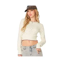 Women's Nelly embroidered knit crop top