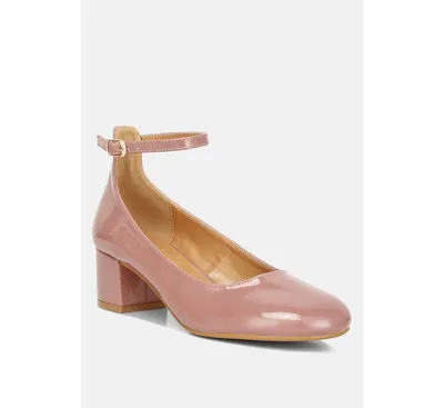 Debbie Womens Ankle Strap Low Block Heel Sandals pumps
