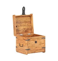 Chest 15.7"x15.7"x15.7" Solid Acacia Wood