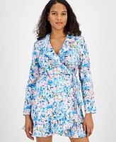 Bar Iii Women's Floral Ruffled V-Neck Long-Sleeve Dress, Created for Macy's