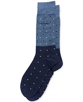 Calvin Klein Men's Flat Knit Crew Length Patterned Dress Socks