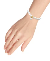 Macy's White Shell Pearl Charm Drop with Stretch Bracelet