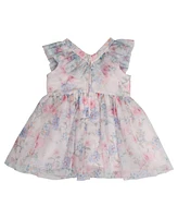 Rare Editions Baby Girls Floral Mesh Social Dress with Diaper Cover