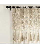 Lush Decor Boho Macrame Tassel Cotton Window Curtain/Room Divider/Wedding Backdrop/Wall Decor