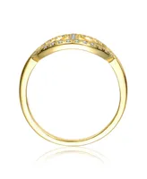 14K Gold Plated with Clear Cubic Zirconia Featuring a Mesmerizing Design Ring