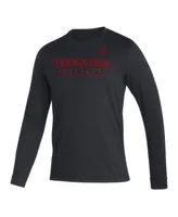 Men's adidas Black Nebraska Huskers Sideline Creator Practice Aeroready Long Sleeve T-shirt