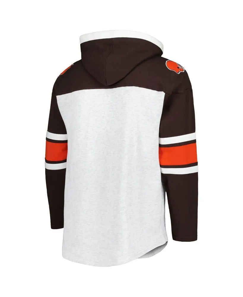 Men's '47 Brand Cleveland Browns Heather Gray Gridiron Lace-Up Pullover Hoodie
