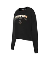 Women's Pro Standard Black Houston Rockets Glam Cropped Pullover Sweatshirt