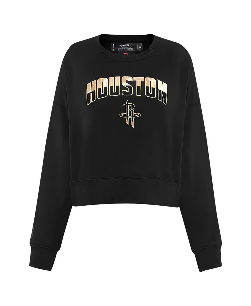 Women's Pro Standard Black Houston Rockets Glam Cropped Pullover Sweatshirt