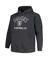 Men's Fanatics Heather Charcoal Las Vegas Raiders Big and Tall Pullover Hoodie