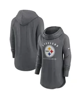 Women's Nike Heather Charcoal Pittsburgh Steelers Raglan Funnel Neck Pullover Hoodie