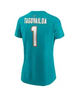 Women's Nike Tua Tagovailoa Aqua Miami Dolphins Player Name and Number T-shirt