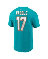 Men's Nike Jaylen Waddle Aqua Miami Dolphins Player Name and Number T-shirt