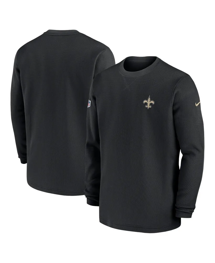 Men's Nike Black New Orleans Saints 2023 Sideline Throwback Heavy Brushed Waffle Long Sleeve T-shirt