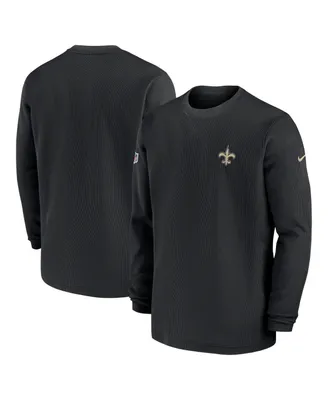 Men's Nike Black New Orleans Saints 2023 Sideline Throwback Heavy Brushed Waffle Long Sleeve T-shirt