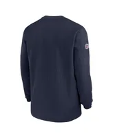 Men's Nike Navy New England Patriots 2023 Sideline Throwback Heavy Brushed Waffle Long Sleeve T-shirt