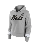 Women's Fanatics Heather Gray Brooklyn Nets Halftime Pullover Hoodie