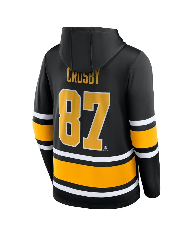 Men's Fanatics Sidney Crosby Black Pittsburgh Penguins Name and Number Lace-Up Pullover Hoodie