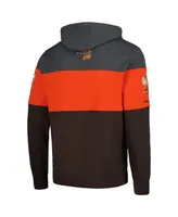 Men's Starter Brown, Orange Distressed Cleveland Browns Extreme Pullover Hoodie