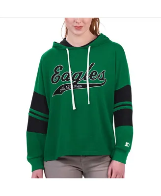 Women's Starter Kelly Green Philadelphia Eagles Bump and Run Long Sleeve Hoodie T-shirt