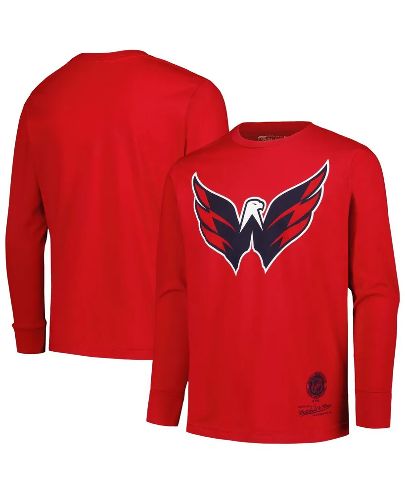Big Boys Mitchell & Ness Red Washington Capitals Throwback Logo Long Sleeve T-shirt
