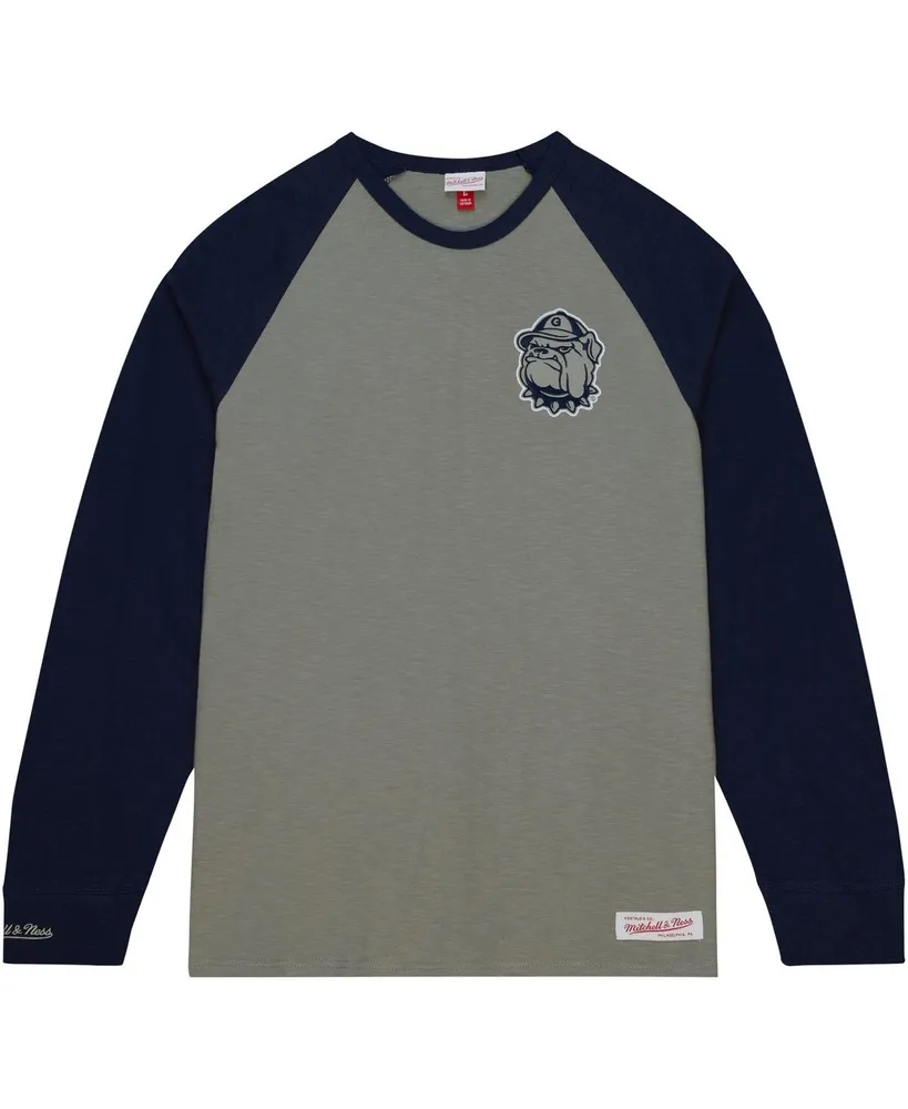 Men's Mitchell & Ness Gray Georgetown Hoyas Legendary Slub Raglan Long Sleeve T-shirt
