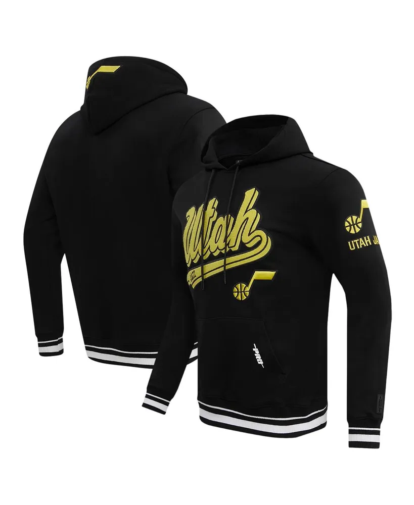 Men's Pro Standard Black Utah Jazz Script Tail Pullover Hoodie