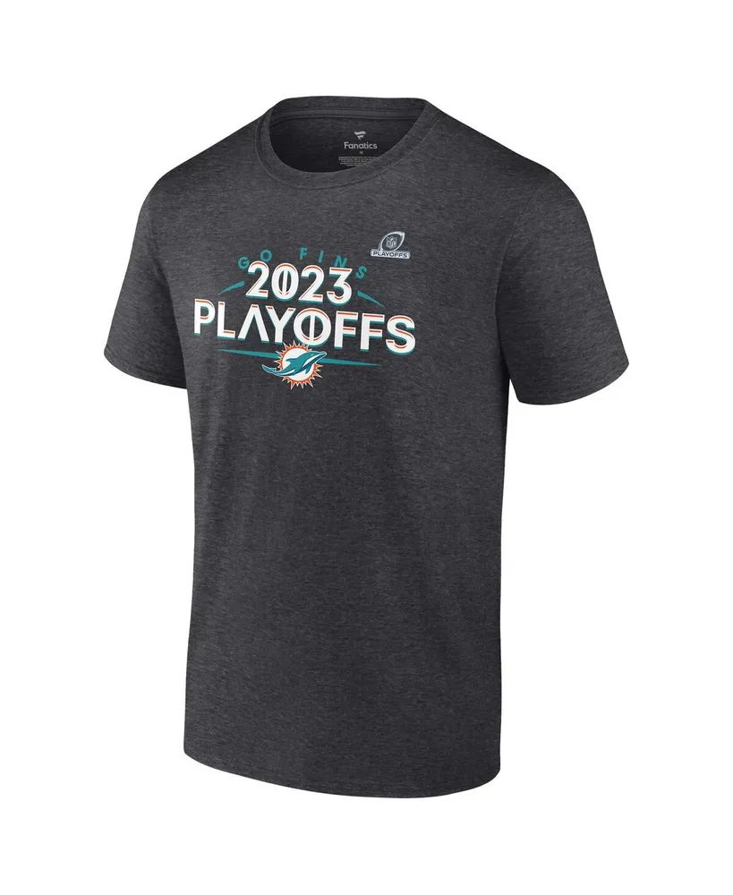 Men's Fanatics Heather Charcoal Miami Dolphins 2023 Nfl Playoffs T-shirt