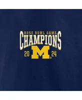 Men's Fanatics Navy Michigan Wolverines College Football Playoff 2024 Rose Bowl Champions Score T-shirt