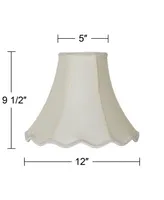 Creme Small Scallop Bell Lamp Shade 5" Top x 12" Bottom x 10" Slant x 9.5 High (Spider) Replacement with Harp and Finial - Imperial Shade